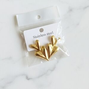 Stainless Steel Gold Heart Earrings